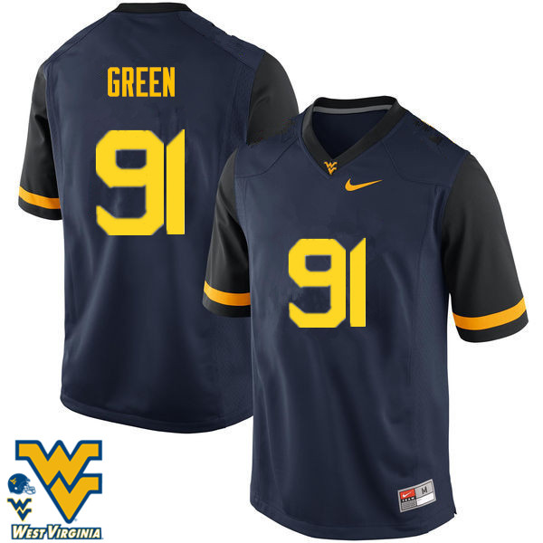 NCAA Men's Nate Green West Virginia Mountaineers Navy #91 Nike Stitched Football College Authentic Jersey UI23H74VU